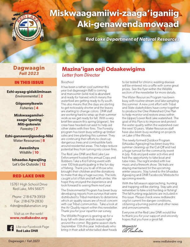 Red Lake DNR Newsletter_Fall 2023_Final